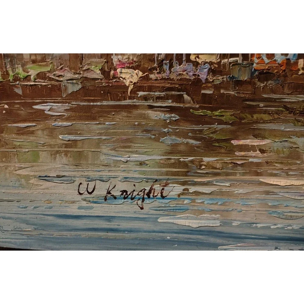 W Knight Impressionist, Signed- Oil Painting on Tapestry